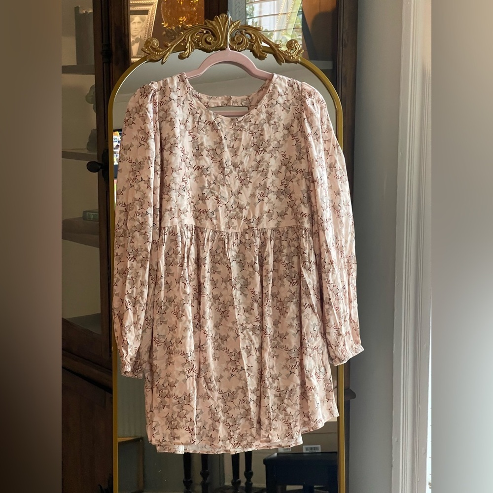 NWT Shore Brand Pink Floral LONG SLEEVE BABYDOLL DRESS in Vintage Bloom S